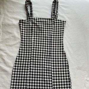 H&M Black and white gingham mini dress
